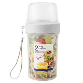 해피위더스 2way 런치팟 샐러드 2단 도시락통 310ml + 760ml, 혼합색상, 1개
