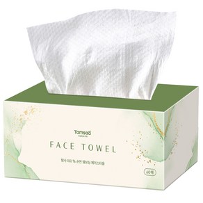 탐사 100% 순면 엠보싱 일회용 페이스 타올 60매, 화이트, 1개