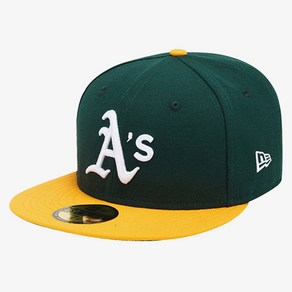 뉴에라 59FIFTY 어센틱 오클랜드 애슬레틱스 MLB 모자, D GRN/A GOLD, 1개