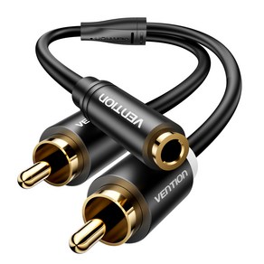 벤션 3.5mm F to 2RCA 오디오 케이블 블랙 1.5m, 1개, VAB-R01