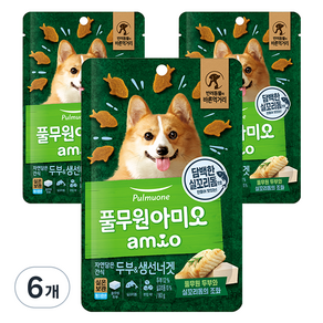 풀무원아미오 강아지 자연 담은 간식, 두부 + 생선너겟 혼합맛, 80g, 6개