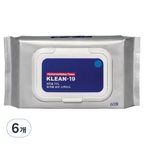 KLEAN 알코올 살균소독티슈 캡형, 6개, 60매, 45g