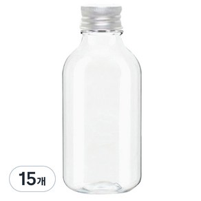 병도매닷컴 ARB200 투명 음료용기 알루미늄 실버캡, 200ml, 15개