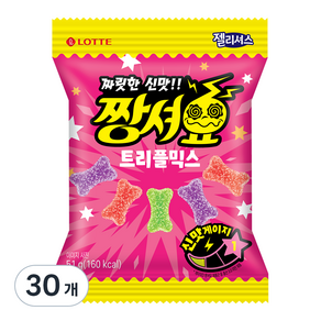 롯데웰푸드 짱셔요 트리플믹스, 51g, 30개