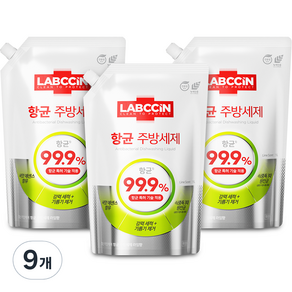 랩신 키친케어 항균 주방세제 리필 라임향, 1L, 9개