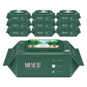 배냇짓 네이처 포레 아기물티슈 캡형 75gsm, 72개입, 10개