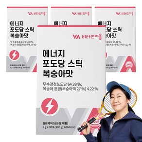 비타민마을 에너지 포도당 스틱 복숭아맛, 6g, 30개입, 4개