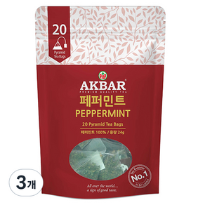 아크바 페퍼민트 허브티 피라밋 티백, 1.2g, 20개입, 3개