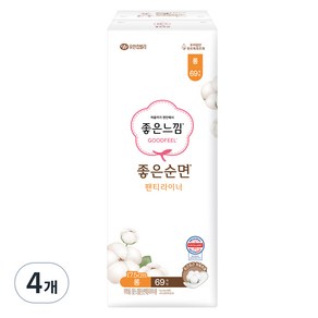 좋은느낌 좋은순면 데일리 라이너 팬티라이너, 롱, 69개입, 4개