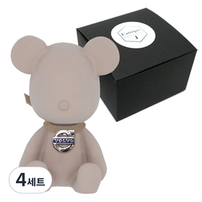 라띠크제이 엠블럼 베어 차량용 방향제 볼보 BEIGE + 리필 클린코튼 5ml, 4세트