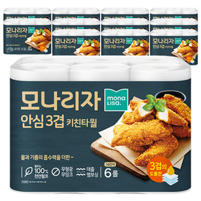 모나리자 안심3겹 천연펄프 키친타올, 140매, 12개