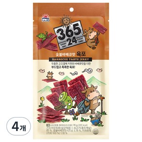 해표 365 24 숯불 바베큐맛 육포, 70g, 4개