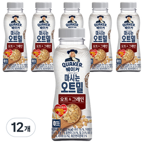 퀘이커 마시는 오트밀 오트&그레인, 50g, 12개