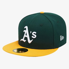 뉴에라 59FIFTY 어센틱 오클랜드 애슬레틱스 MLB 모자, D GRN/A GOLD, 1개