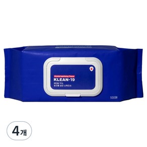 KLEAN 19 알코올 살균 소독 물티슈 캡형, 55g, 100매, 4개