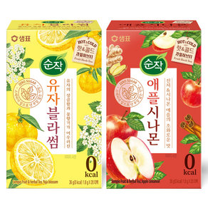 순작 애플시나몬 과일허브티 1.8g x 20p + 순작 유자블라썸 과일허브티 1.8g x 20p, 1세트, 20개입