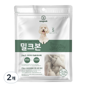 와그작 강아지 밀크본 덴탈껌 S, 밀크, 252g, 2개