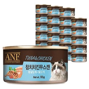 에이엔에프 고양이 간식캔 생선, 흰살참치 + 닭고기, 95g, 24개