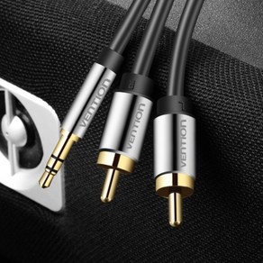 벤션 무산소 3.5mm 스테레오 to 2 RCA 오디오 케이블 블랙 3m