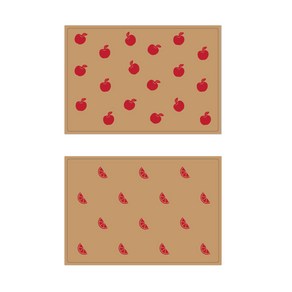 서머스트 실리콘 테이블매트 RED APPLE + RED ORANGE, 베이지, 425 x 295 mm, 2개