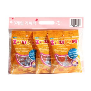 졸리팝 무설탕 막대사탕 오렌지, 40g, 3개