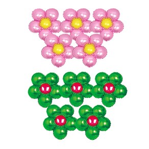 파티쇼 플라워 은박 풍선 핑크 5p + 그린 5p