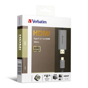 버바팀 C 3.1 to HDMI 케이블 200cm, 그레이, 1개