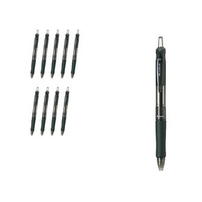 파이롯트 아크로볼M 유성볼펜 0.5mm BAB-15EF, 카키(블랙심), 10개