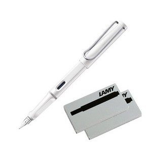 LAMY 사파리 만년필 + 잉크카트리지 2p, EF, 화이트(만년필)