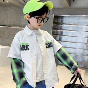 오렌지다몸 남아용 WARK 소매 체크 레이어 남방