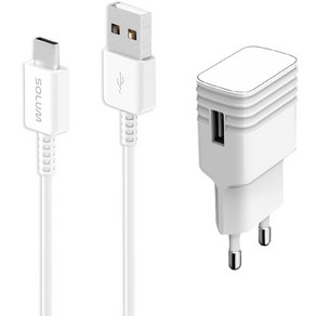 솔루엠 15W USB 고속 충전기 + A to C 1.5m 케이블 세트, 화이트, 1개