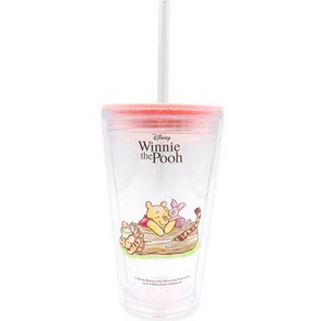 디즈니 투명 텀블러 푸와친구들, 470ml, Pink