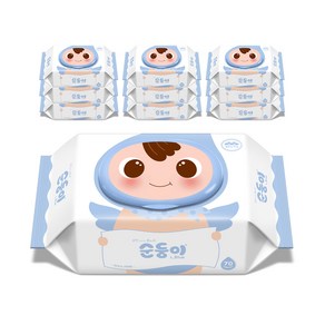 순둥이 오리지널 플러스 엘블루 아기물티슈 캡형 75평량, 75g, 70매, 10세트