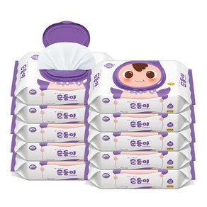 순둥이 프리미엄 엠보싱 아기 물티슈 캡형 65gsm, 70매, 10개