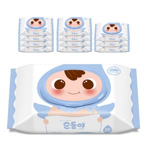 순둥이 유아용 오리지널 플러스 엘블루 휴대 물티슈 캡형 75평량, 75g, 20개입, 12세트