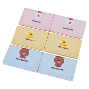 라인프렌즈 미니 브라운앤프렌즈 극세사 스포츠타월 60g x 3종 세트, 블루, 핑크, 옐로우, 6개