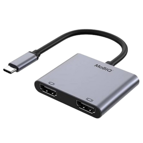 모비큐 2포트 C타입 4K HDMI 듀얼 모니터 멀티 USB 허브 EM-2HP, 혼합색상, 1개