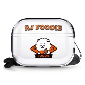 엘라고 BT21 RJ 웰컴파티 에어팟 프로2 클리어 케이스 + 스트랩 세트, EAPP2CL-BT21-RJFOOD, 혼합색상, 1세트