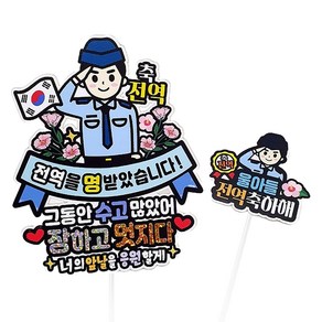 아티엔 방수 축전역 군인 아들 군대 제대 축하해 파티 기념일 토퍼 + 미니픽 세트, 공군, 1개