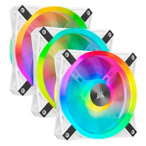 커세어 시스템 쿨러 120mm iCUE QL120 RGB PWM White Tiple Fan with Lighting Node CORE, 화이트, 3개