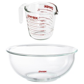 파이렉스 계량컵 500ml + 믹싱볼 2400ml 2종 세트, 투명, 1세트