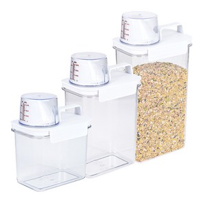 인블룸 손잡이 투명 밀폐용기 잡곡통 세트, 1100ml, 1800ml, 2300ml, 1세트