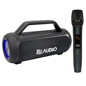 배성오디오 휴대용 블루투스 스피커 + 무선 핸드 마이크 세트, 블랙, BS-4332