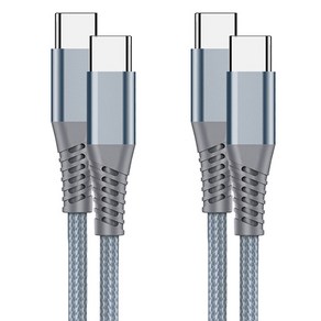 클로버나인 클로프 C타입 to C타입 PD 초고속 충전 케이블 100W, 그레이, 2개, 1m