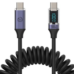 디지지 C타입-C타입 디스플레이 PD 100W 스프링 초고속 충전 케이블, 블랙, 1개, 1.8m