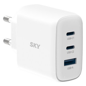 SKY 필 GaN2 멀티 3포트 PD3.0 PPS QC4.0 USB C타입 초고속 충전기 65W, 화이트, 1개