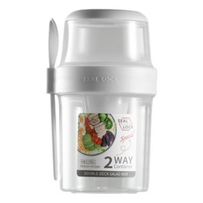 씰락 해피위더스 3in1 소스통 포크세트 샐러드 2단 도시락통 310ml + 560ml, 혼합색상, 1세트