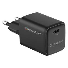 언박싱 45W USB PD PPS 초고속 충전기, 블랙, 1개