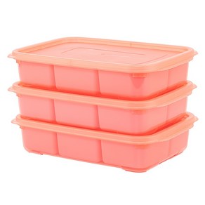 이지앤프리 유아식 6분할 큐브용기, 핑크, 3개, 1700ml