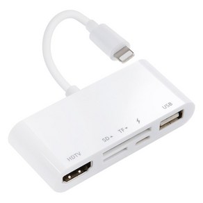 컴스마트 8핀 to USB 2 / HDMI / SD / TF Mico SD 멀티 허브 도킹 스테이션 FW584, 1개